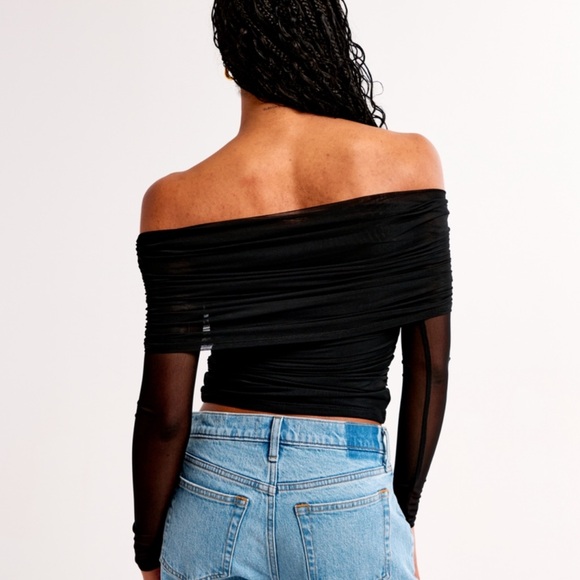 Abercrombie Long Sleeve Off The Shoulder Mesh Top - XL - Picture 3 of 4